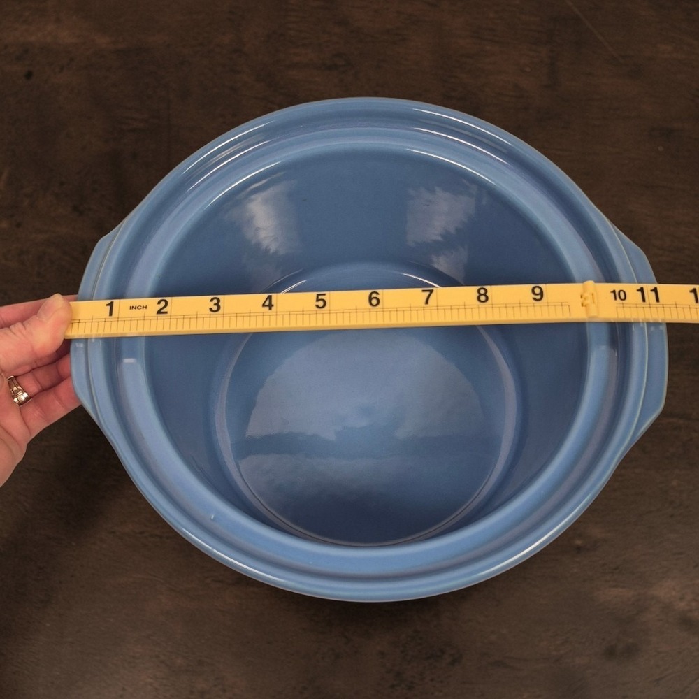 Vintage Rival Crockpot 3350 OEM Ceramic Blue Crock Insert And 10" PLASTIC LID - Picture 4 of 5